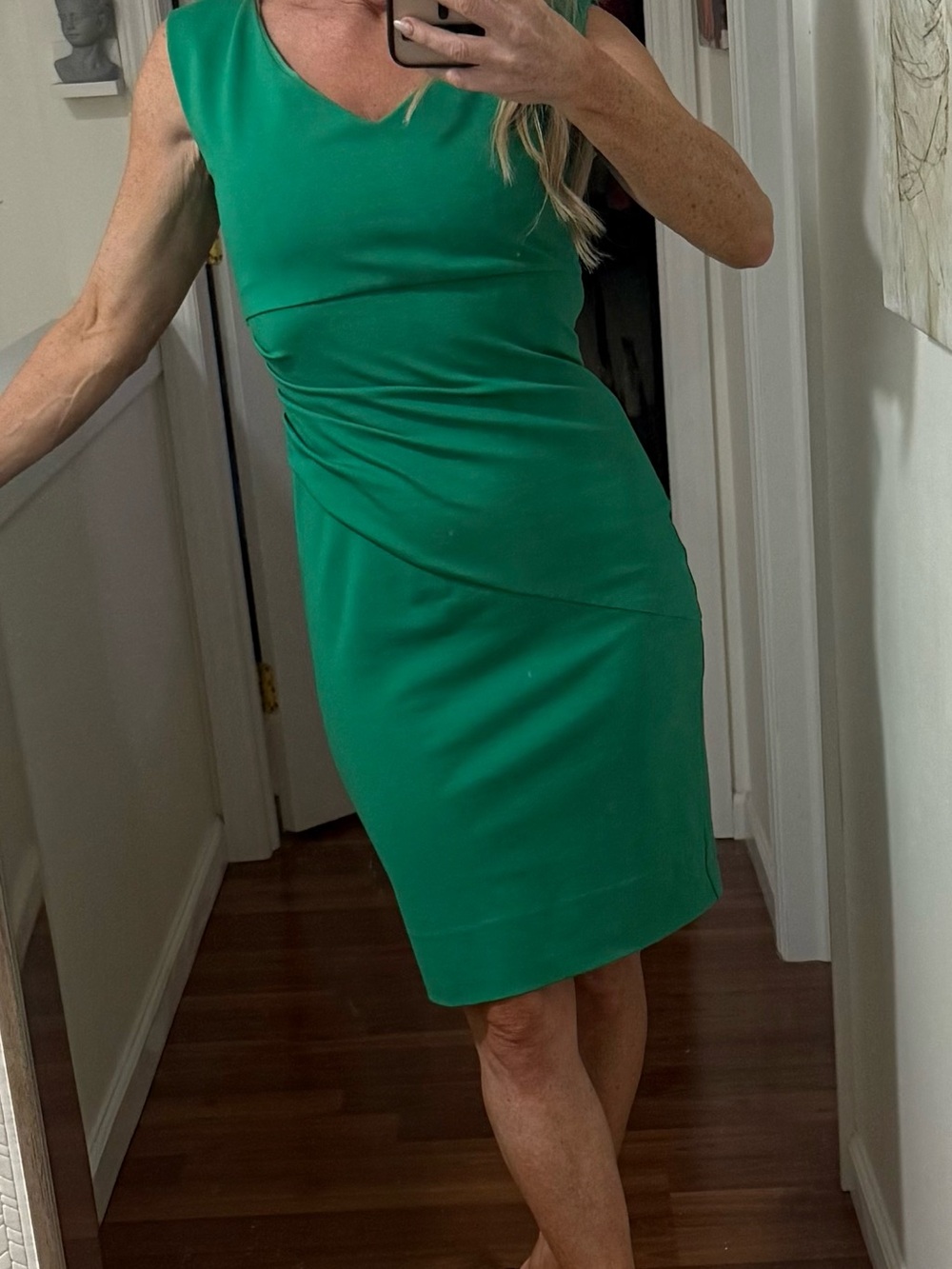 Diane Von Furstenberg Emerald Green V-Neck Sheath Dress